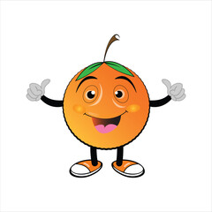 retro cartoon character with a body of an orange fruit