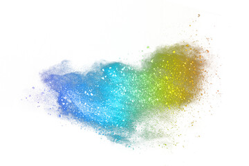 Colorful powder explosion. Colored cloud. Colorful dust explode. Paint Holi.