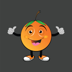 retro cartoon character with a body of an orange fruit