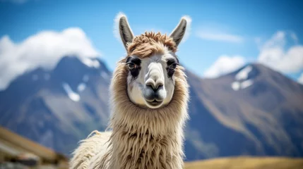 Photo sur Plexiglas Lama alpaca in the mountains