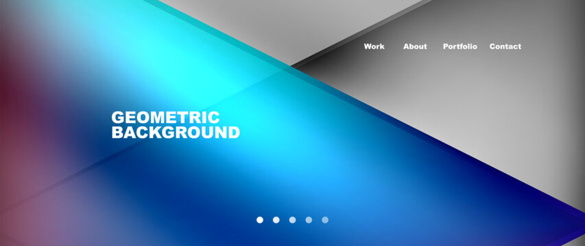 A geometric background featuring azure and electric blue triangles on a white backdrop. Perfect for a brand logo or multimedia display device. The parallel rectangles add a modern touch