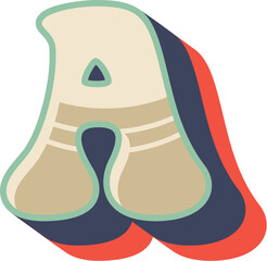 3D Classic Groovy Retro Letter Alphabet A