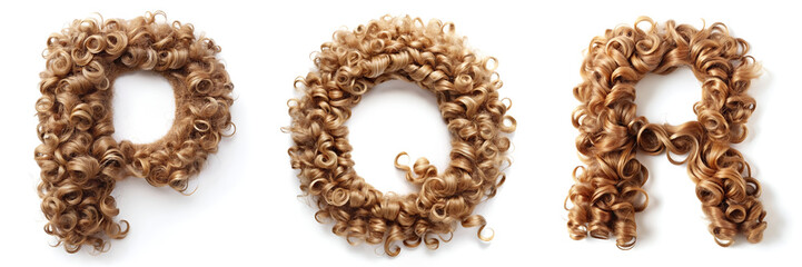 Obraz premium Letters P, Q, R. Curly Hair Alphabet: Natural and Spiraled Lettering