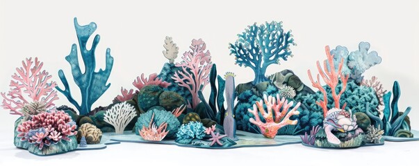 Set of coral reef transparent background
