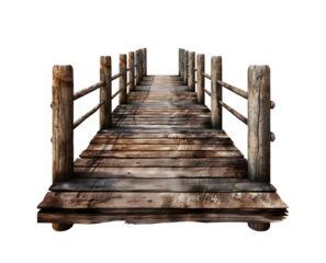 Wooden pier isolated on white and transparent background, clipart. Old embankment made from wooden boards. Generative AI transparent PNG without background.