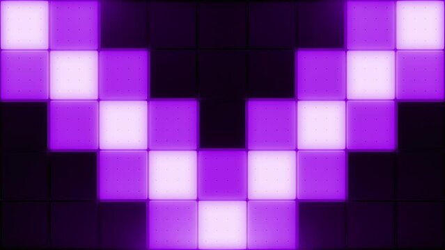VJ Glowing Squares. Dynamic flashing wall of purple square blocks. Looped video.