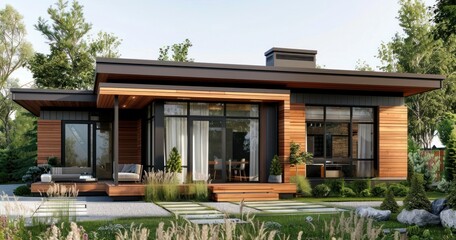 Fototapeta premium design exterior home 3D landscape