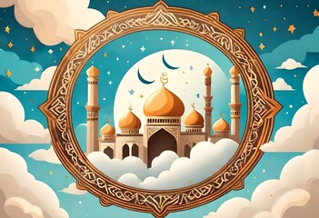 illustration of a mosque in the background