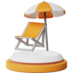 Beach Chair enjoying Trip Travel Holiday 3D