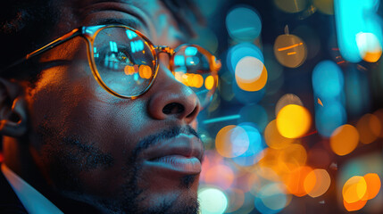 Man Wearing Glasses Looking Into the Distance
