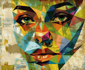 Geometric Portrait of a Womans Face