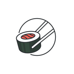 Tekka maki tuna sushi roll. Simple healthy food. Sushi icon. Fresh raw meal. © nobl