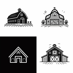 Barn farmhouse hipster retro logo design vector illustration - obrazy, fototapety, plakaty