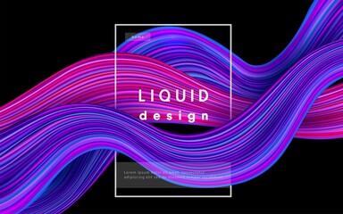 Wave Color Background Liquid Flow Paint 3D Design Illustration Geometric Dynamic Wavy Color Ink Art 2
