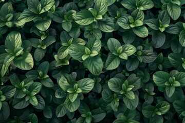 Dense foliage of green plants creating a vibrant natural pattern and texture.