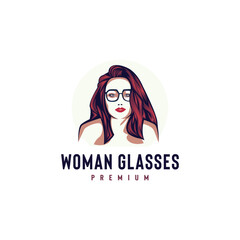 woman glasses logo design illustration