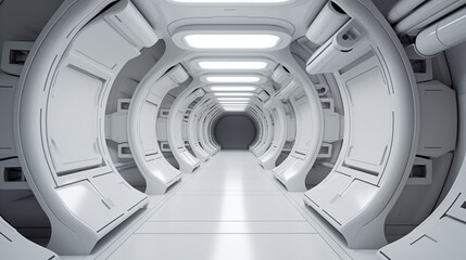 Fototapeta premium Urban Futuristic Glass Tunnel with City Lights
