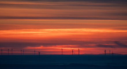 Fototapeta na wymiar Sunset Wind Power
