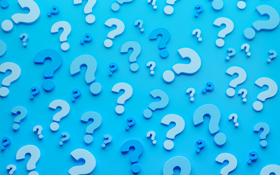 Question mark on a blue background. 3d render