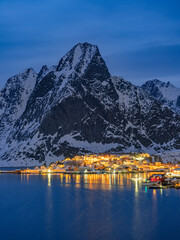 Winter landscape in Lofoten islands, Norway.