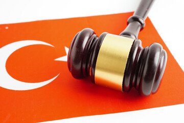 Pakistan, Legal, justice and agreement, wooden court gavel on flag.