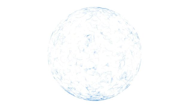 Digital plexus sphere loop rotation isolated on white background. Concept digital technology copy space animation.