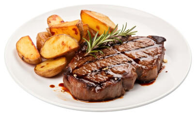 PNG Grilled beef steak plate food meat. AI generated Image by rawpixel.