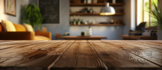 Background with a blurred interior on a tabletop.