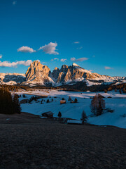 Winter landscape in Alpe di Siusi, Dolomites, Italy.