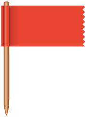Vector graphic of a red flag with wooden pole
