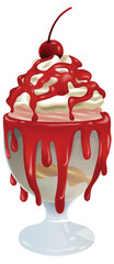 Vector illustration of a delicious ice cream sundae