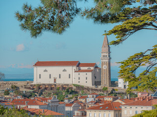 Summer cityscape in Piran, a coastal ancient town in Slovenia.