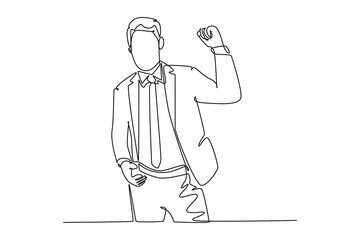 Continuous one line drawing Happy work concept. Doodle vector illustration.