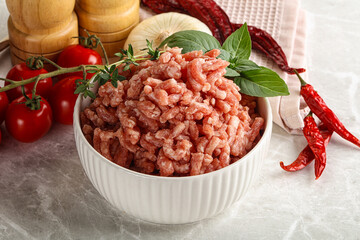 Raw minced pork uncooked meat