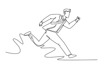 Continuous one line drawing Happy work concept. Doodle vector illustration.