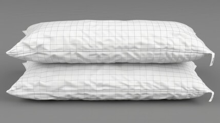 Fototapeta na wymiar Two pillows arranged beside each other on a gray checkerboard surface