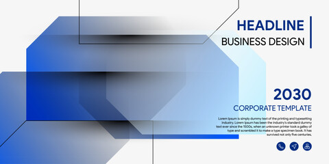 Business cover template in vector with abstract blue background
