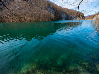 The waterfalls in Plitvice Lakes National Park, Croatia.
