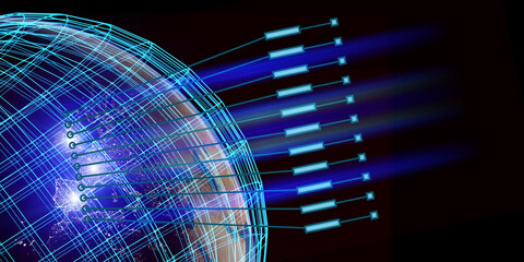 Worldwide fast internet network concept. Satellite Internet. The Fourth Industrial Revolution. 3d illustration	