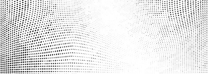 Abstract monochrome grunge halftone pattern. Wide vector illustration	