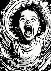 child screaming shooting up