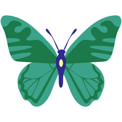 Adorable Butterfly Illustration on White Background. Flat Cartoon Vector
