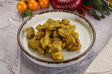 Indian cuisine curry chicken fillet