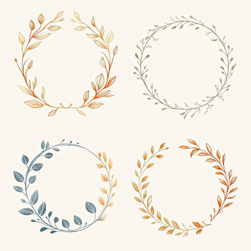 a close up of four different colored wreaths on a white background