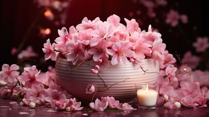 Obraz na płótnie Canvas aromatic candle made from sakura essences