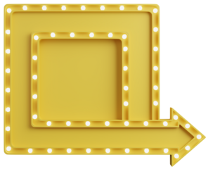 3d render of billboard light bulb with arrow shape.