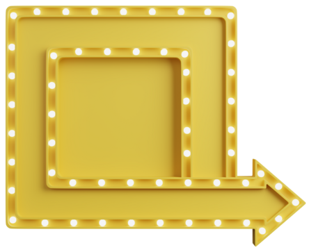 3d render of billboard light bulb with arrow shape.