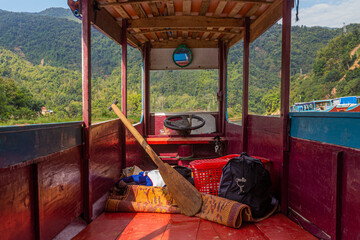 Wheel of a river boat in Muang Khua town, Laos