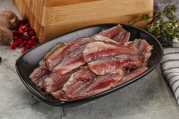 Anchvy canned fish fillet preserve