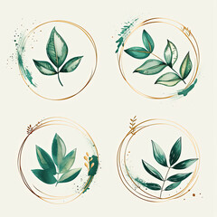 a close up of four different leaves in a circle